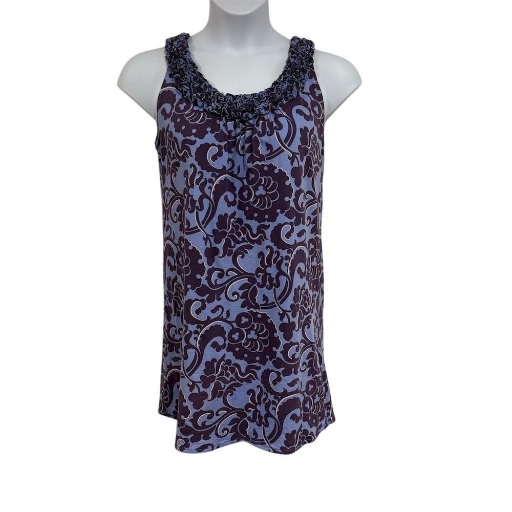 Boden Women's Size Med Sleeveless Floral Print Knee Length Summer Dress Purple